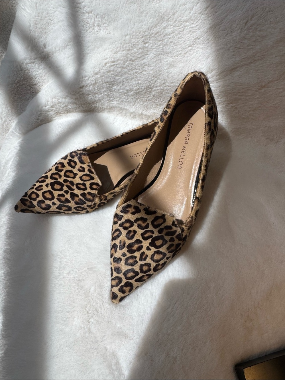 Tamara Mellon  Leopard Print Pointed Toe Flats - Brown/Black Size 39